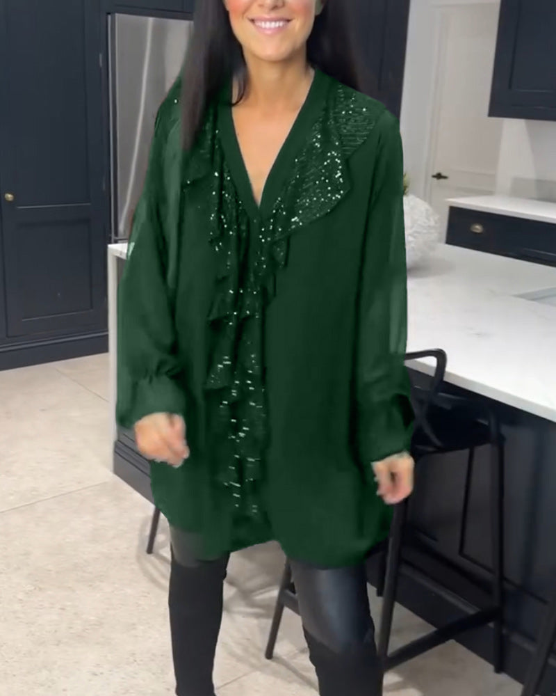 Damen Elegante Rüschen Bluse | Langarm