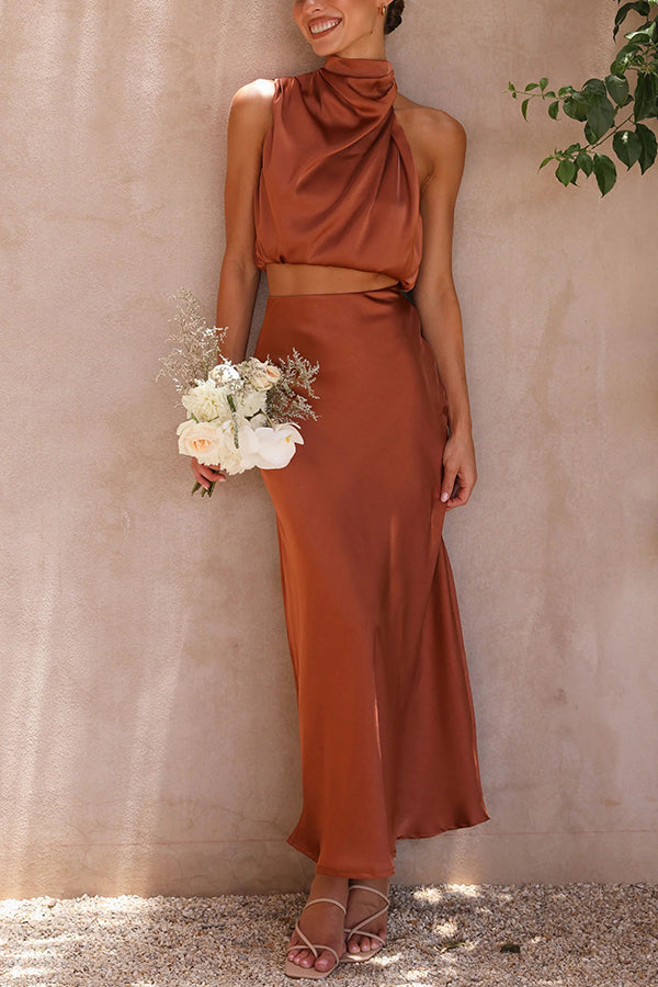 Damen Neckholder Hochzeitsgast Kleid | Maxi
