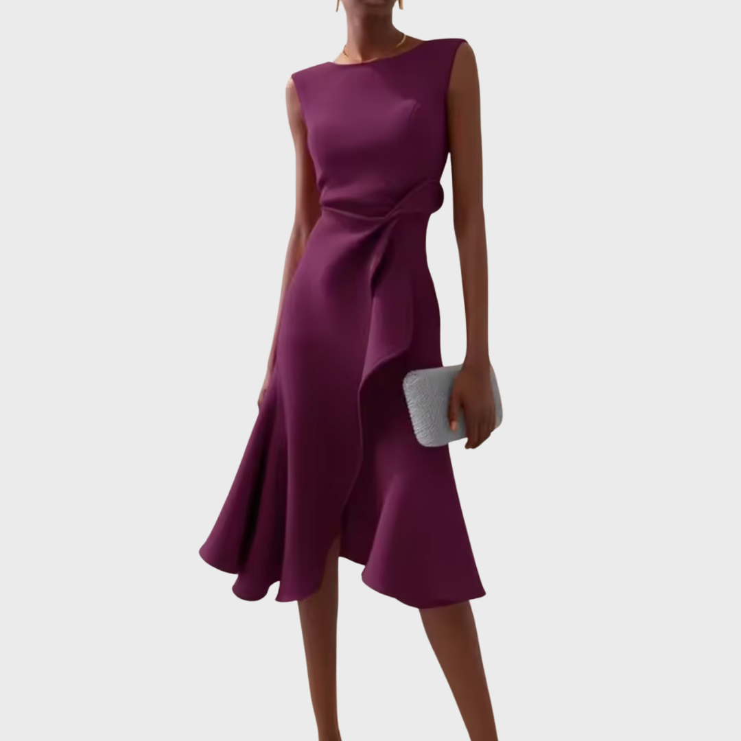 Damen Asymmetrisch Drapiertes Abendkleid | Midi