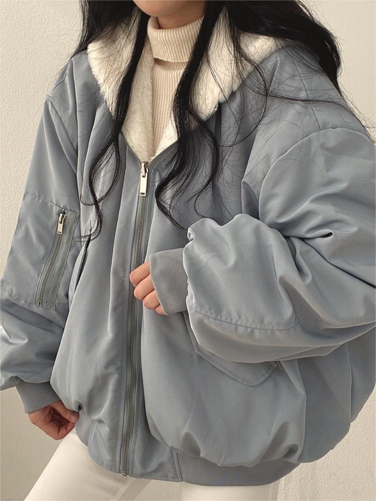 Wendbare Oversize Fleece Jacke mit Kapuze