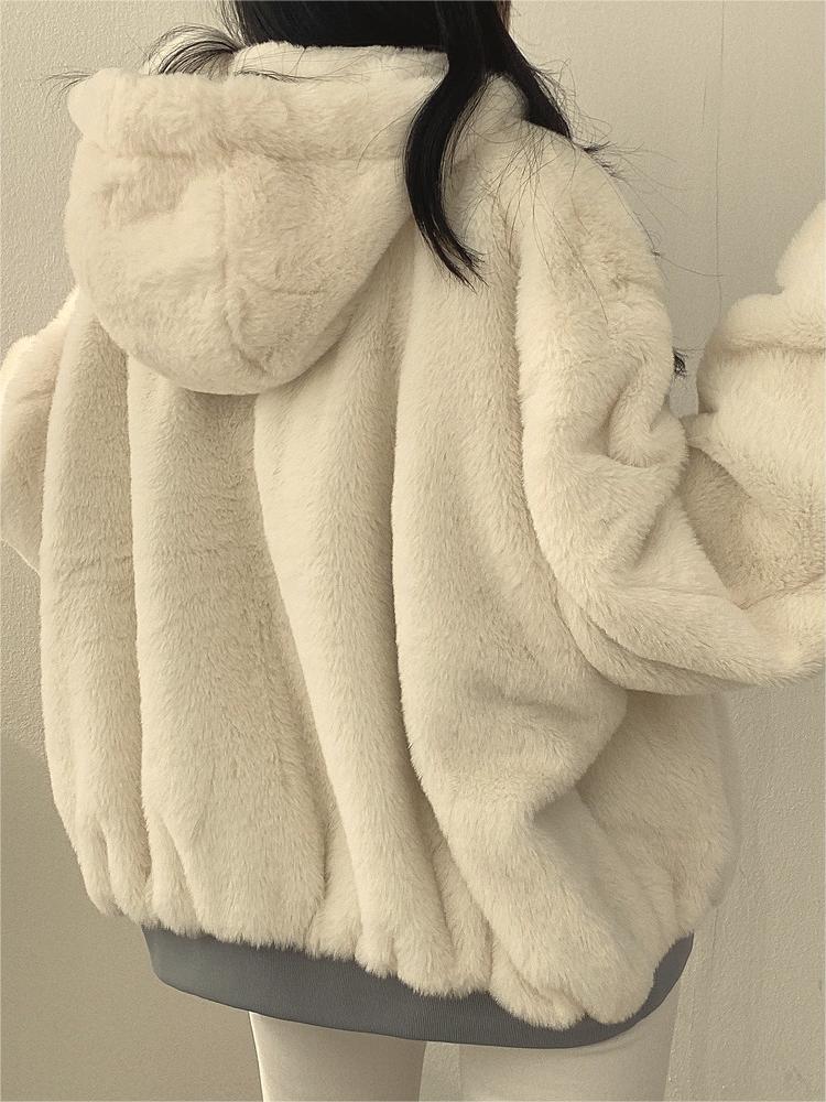 Wendbare Oversize Fleece Jacke mit Kapuze