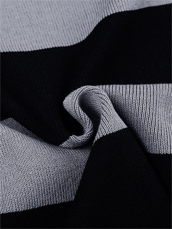 Schulterfreies Langarm Strickminikleid mit Streifen