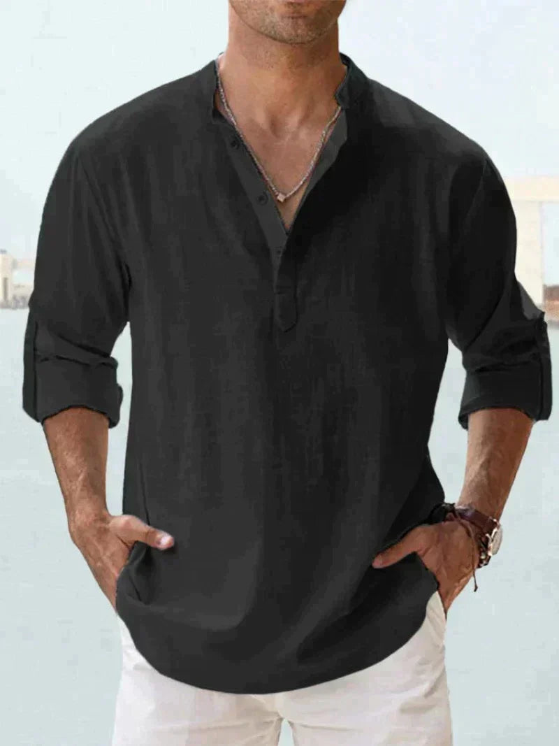 Herren Lässiges Henley Hemd | Langärmlig