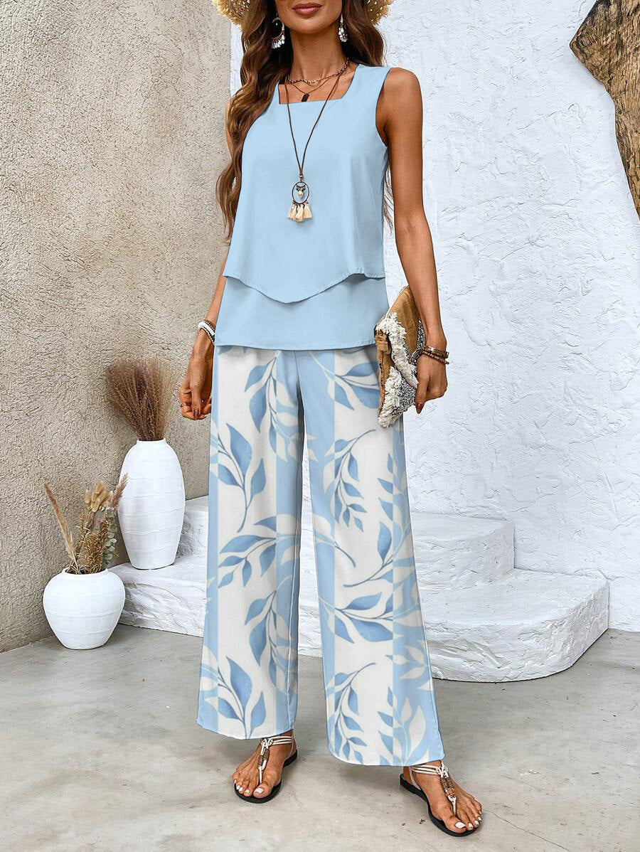 Damen Sommer Top und Hose | Zweiteilig Set