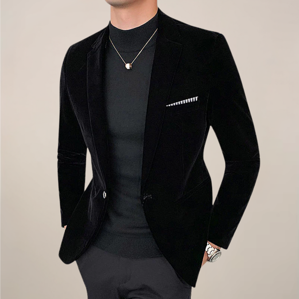 Herren Formell Schlanke Passform Blazer Jacke | Ein-Knopf-Revers