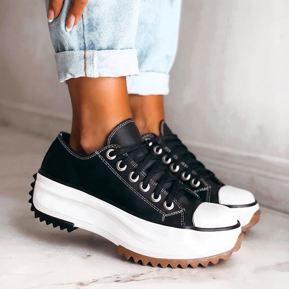 Damen Lässige Hohe Sohle Plateau Sneaker | Schnürverschluss