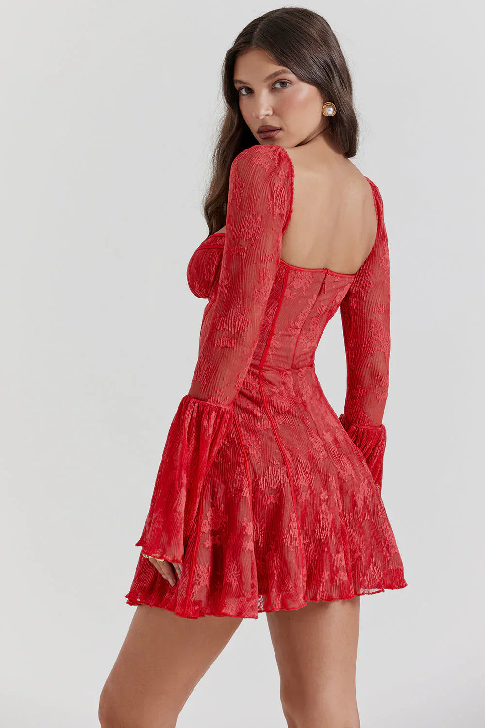 Damen Langen Ausgestellten Ärmeln Abendkleid | Mini