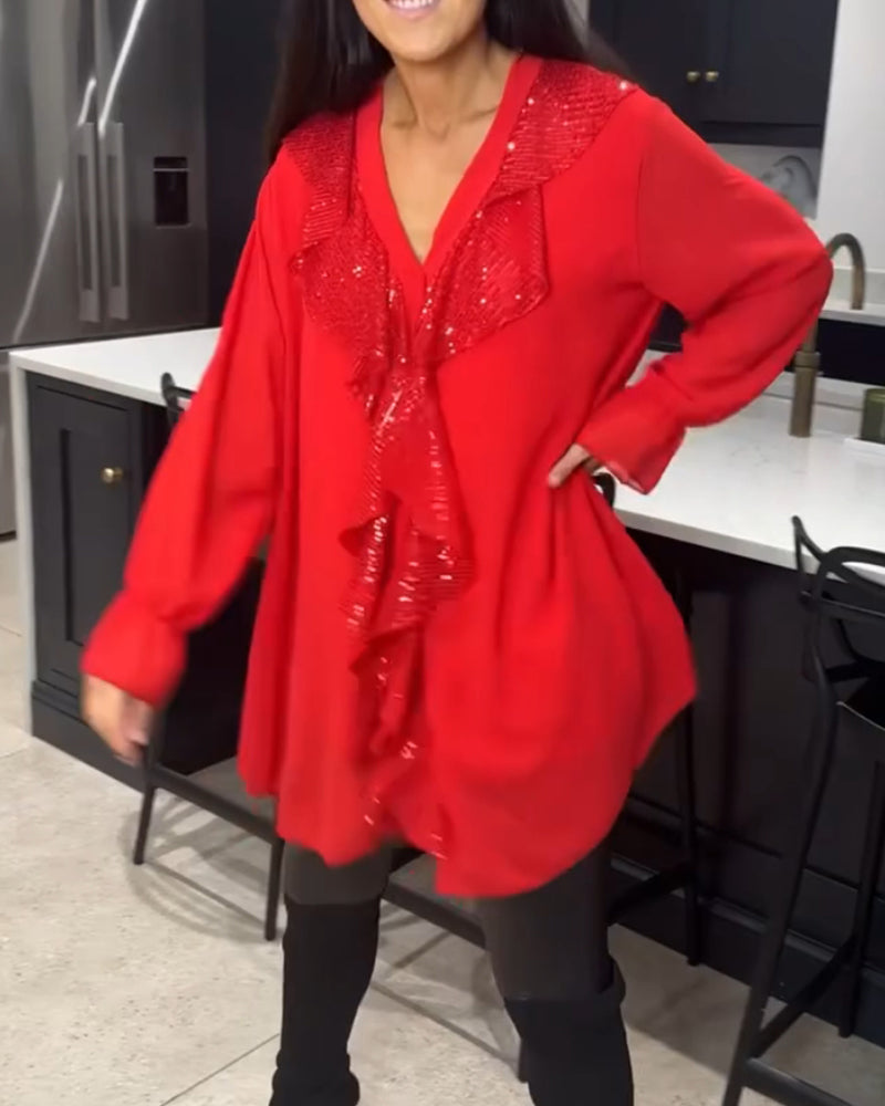 Damen Elegante Rüschen Bluse | Langarm