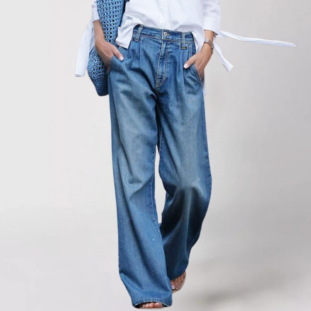 Damen Baggy Weite Beine Jeans | Lässig