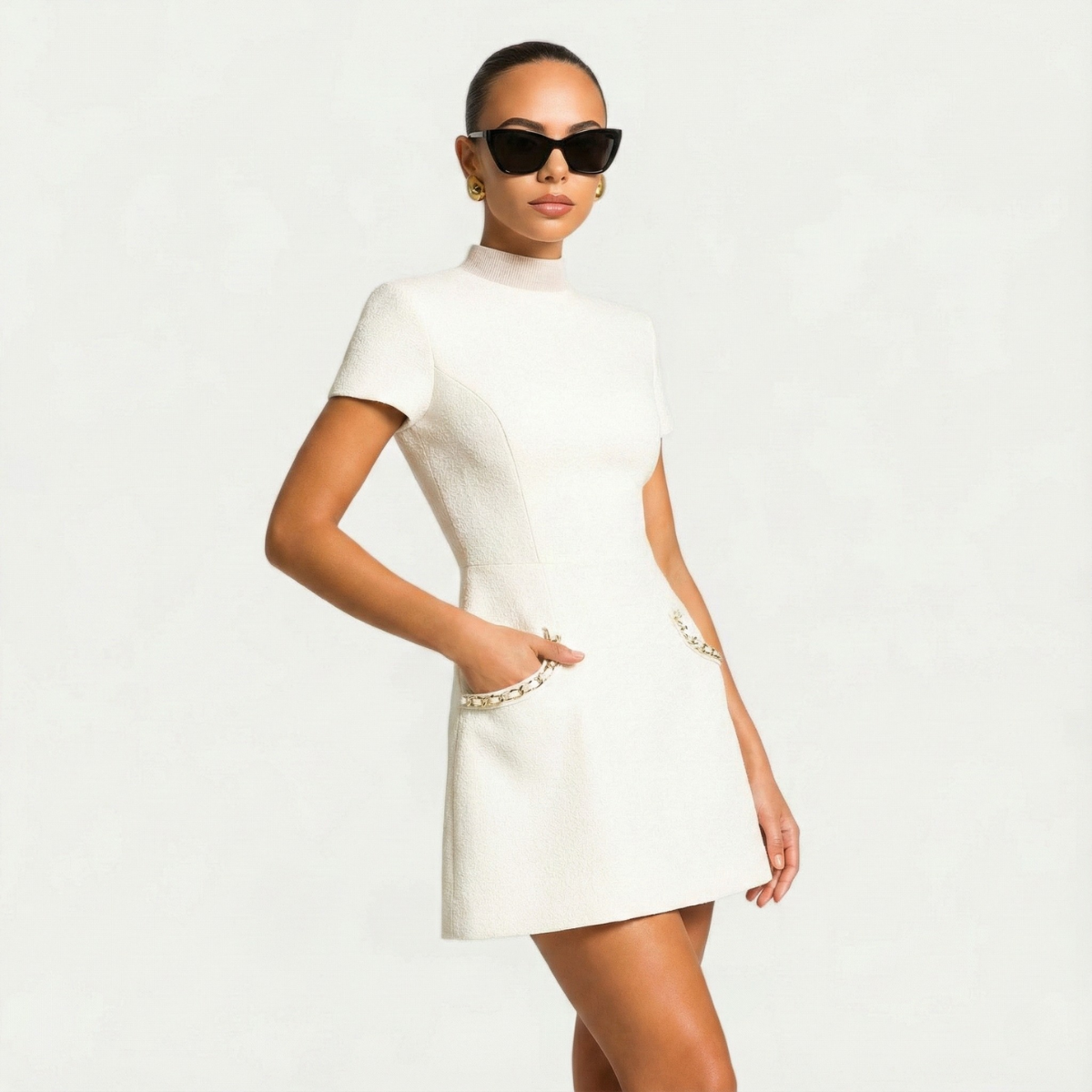 Damen Elegant Mini Kleid | Kurzarm
