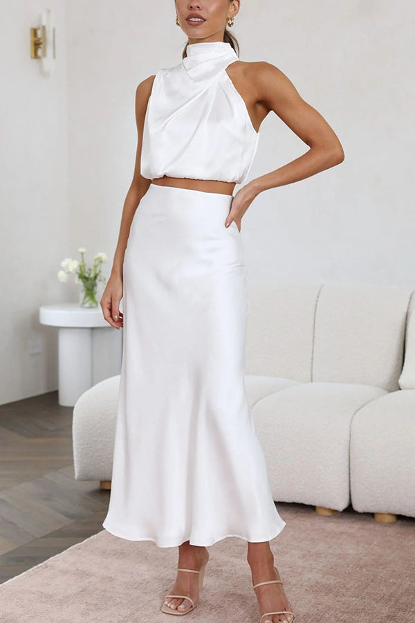 Damen Neckholder Hochzeitsgast Kleid | Maxi