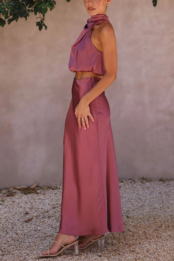 Damen Neckholder Hochzeitsgast Kleid | Maxi
