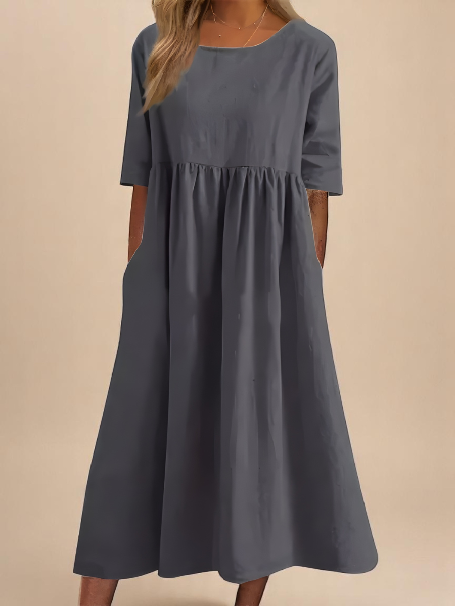Damen Rundhalsausschnitt Sommerkleid | Midi
