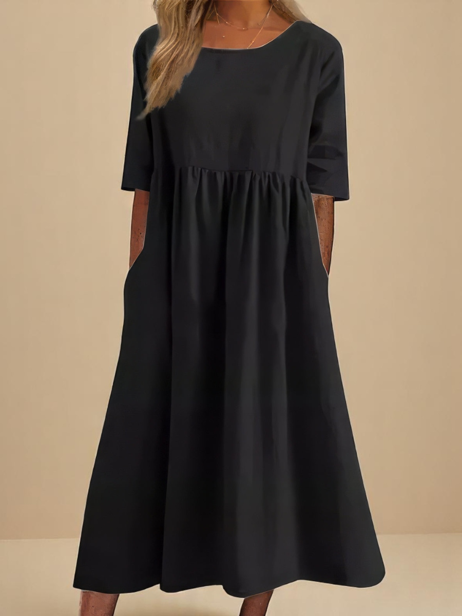 Damen Rundhalsausschnitt Sommerkleid | Midi