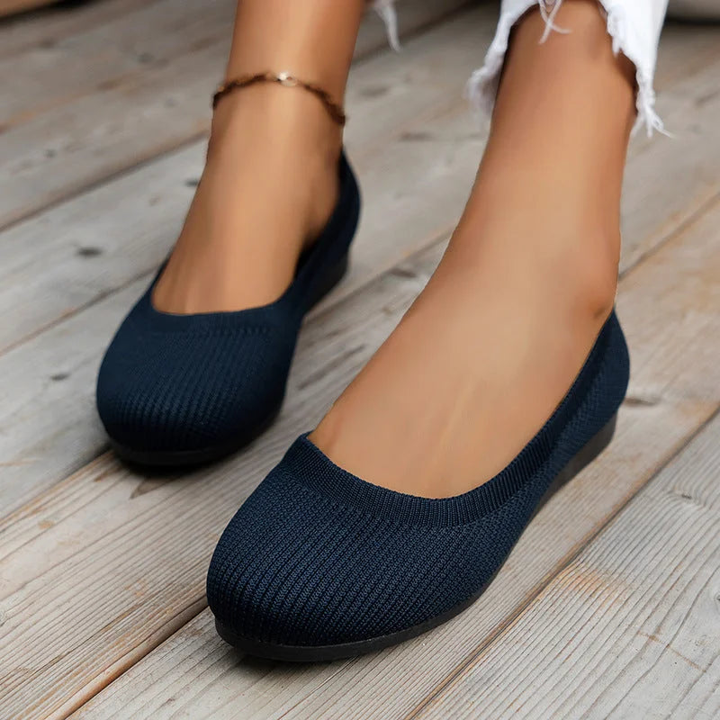 Damen Runde Zehenpartie Flache Schuhe | Zum Reinschlüpfen