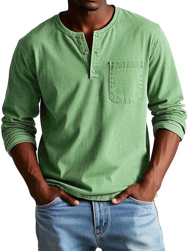 Herren Lange Ärmel Henley T-Shirt | Lässig