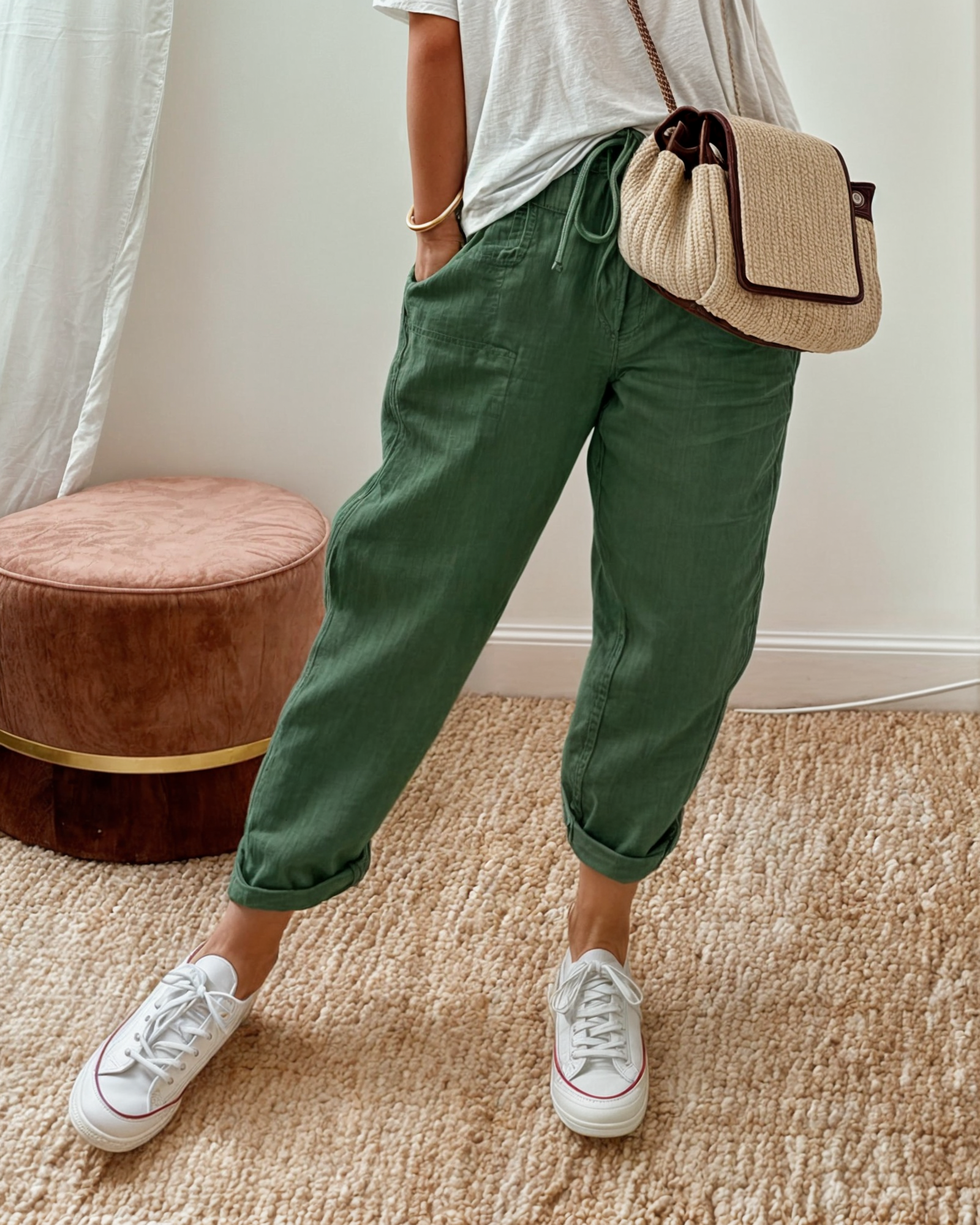 Damen Lässige Kordelzug Sommerhose | mit Taschen