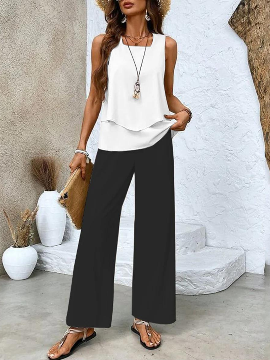 Damen Sommer Top und Hose | Zweiteilig Set
