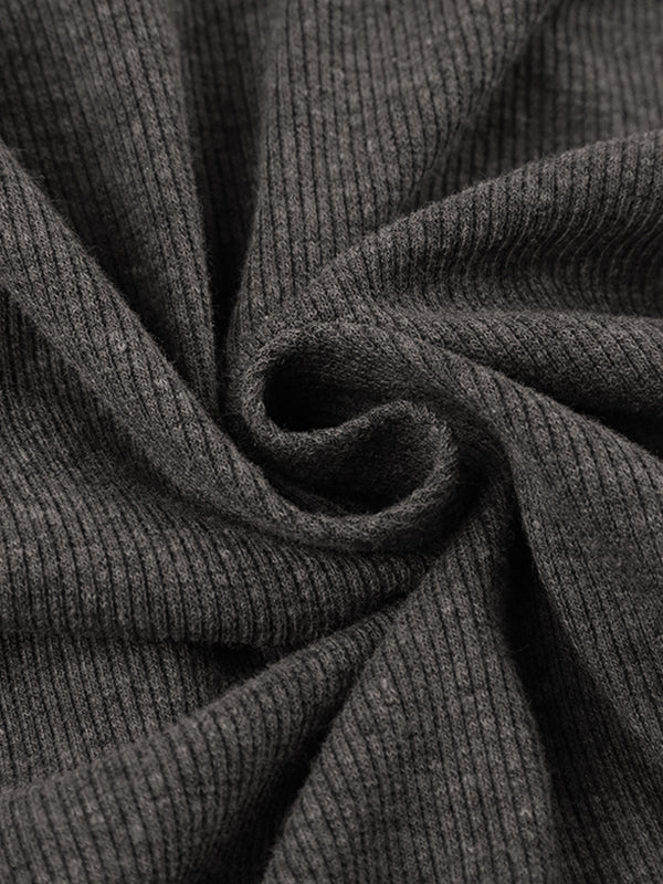 Graues Vintage Stricktop mit Reißverschluss und Kapuze