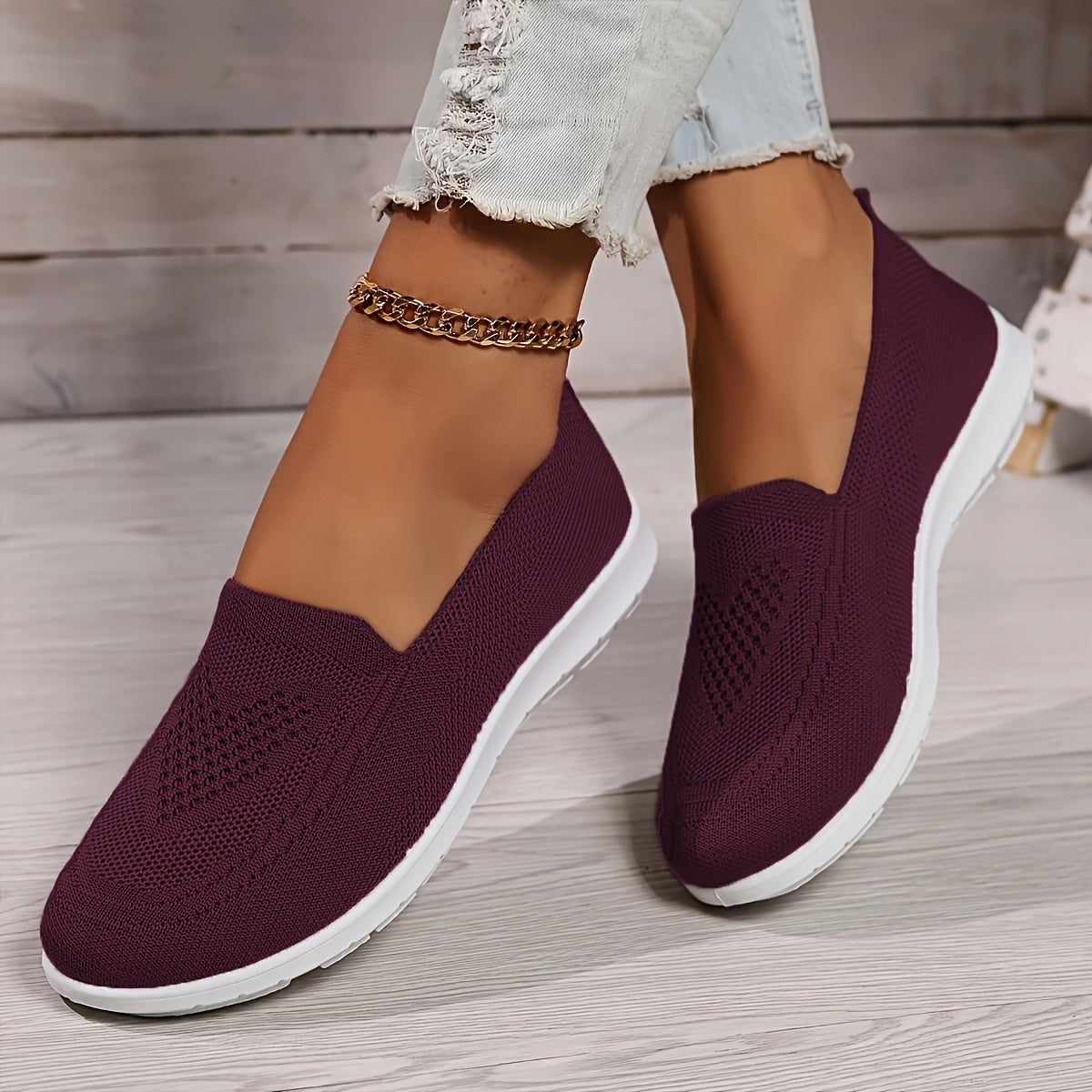 Damen Gestrickt Reinschlüpfen Schuhe | Flach