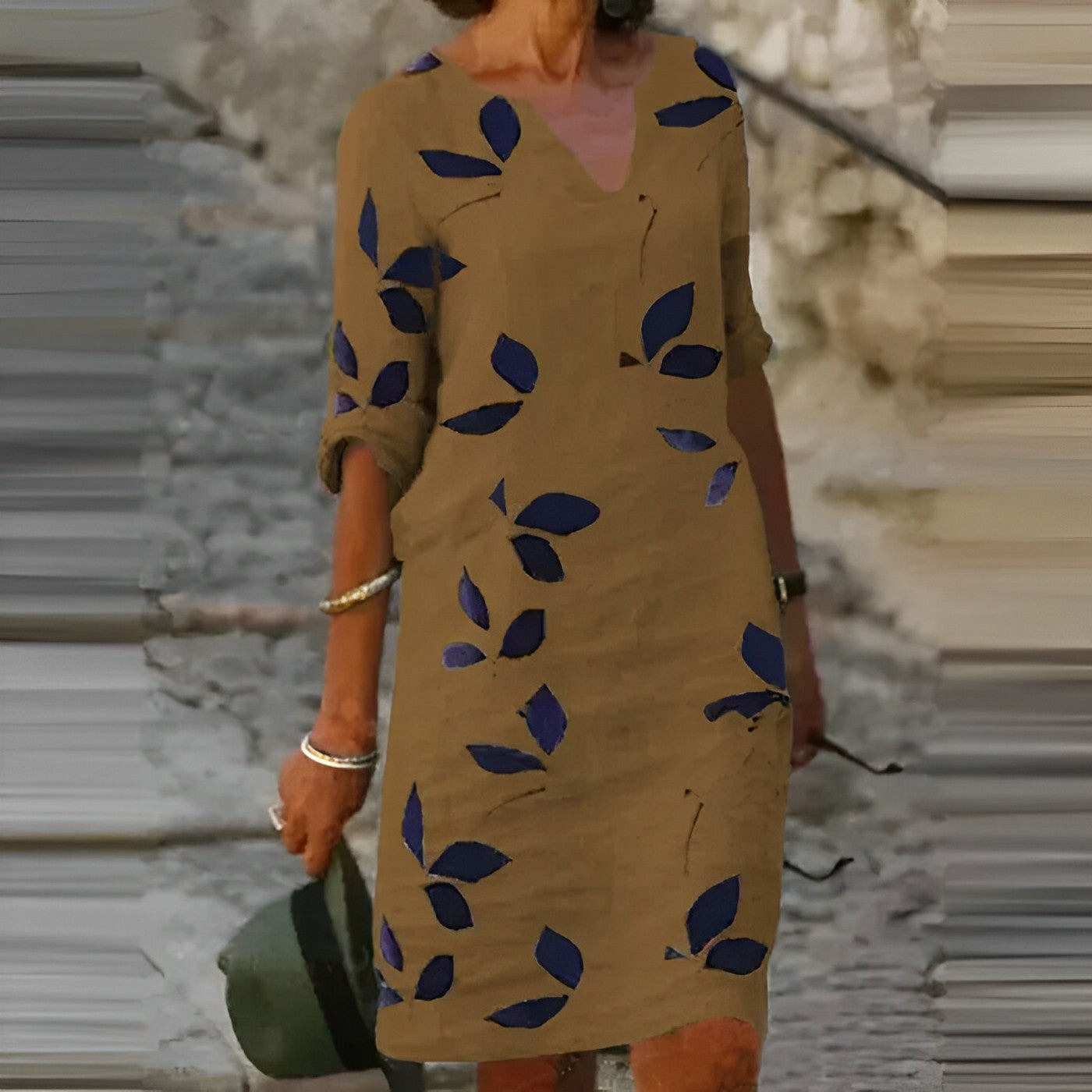 Damen Lässig Blätterprint Sommerkleid | Mini