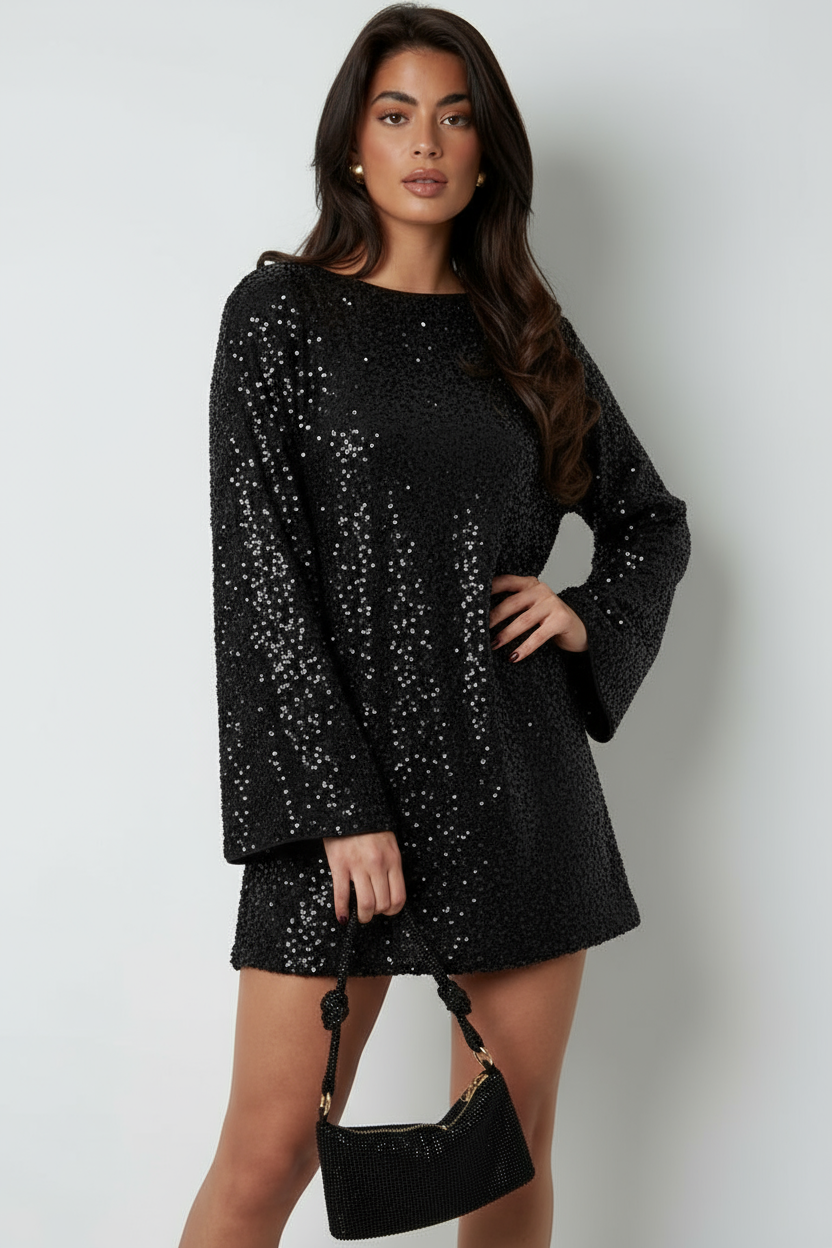 Damen Langarm Hochzeitsgast Kleid mit Schleifendetails | Mini
