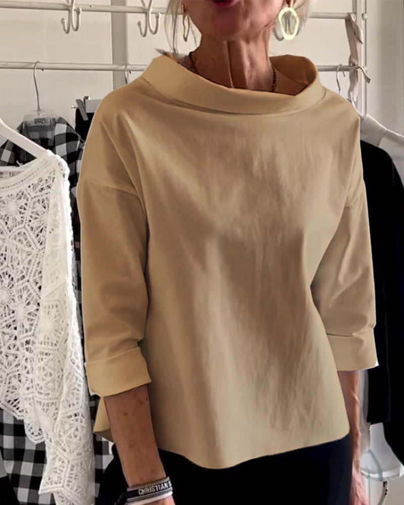 Damen Lässig Wasserfallausschnitt Bluse | mit 3/4-Ärmeln
