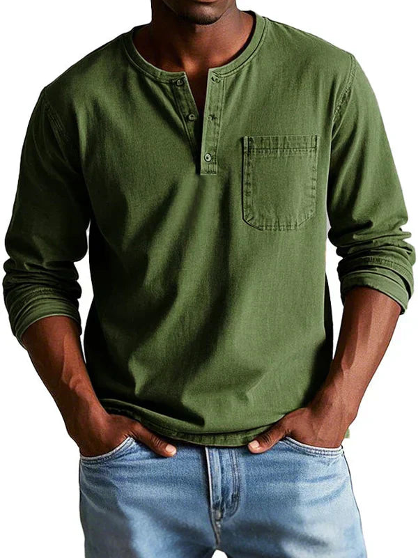 Herren Lange Ärmel Henley T-Shirt | Lässig