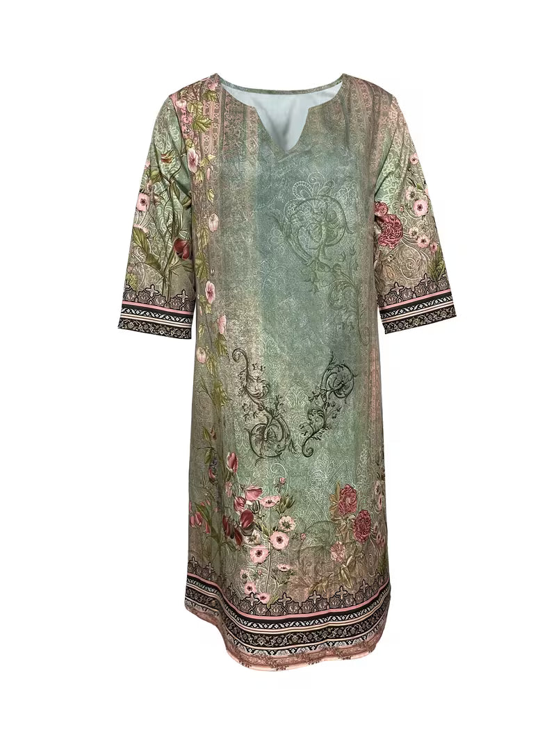 Damen Vintage V-Ausschnitt Kleid | Mini