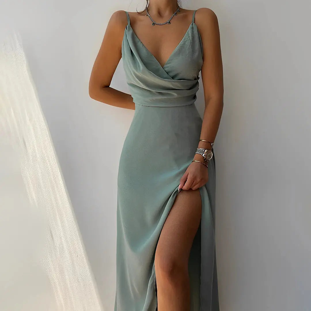 Damen V-Ausschnitt Cocktailkleid | Maxi