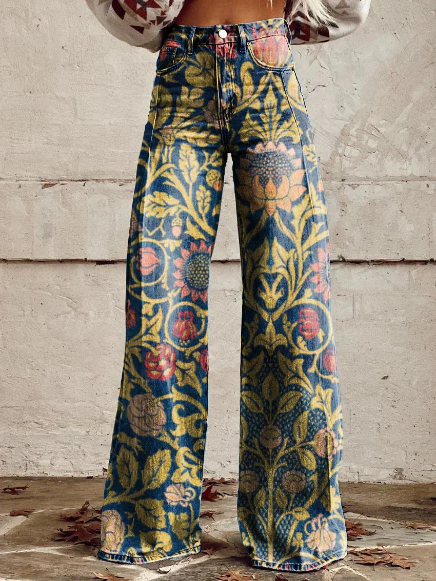 Damen Lässig Hohe Taille Baggy Jeans | Weites Bein