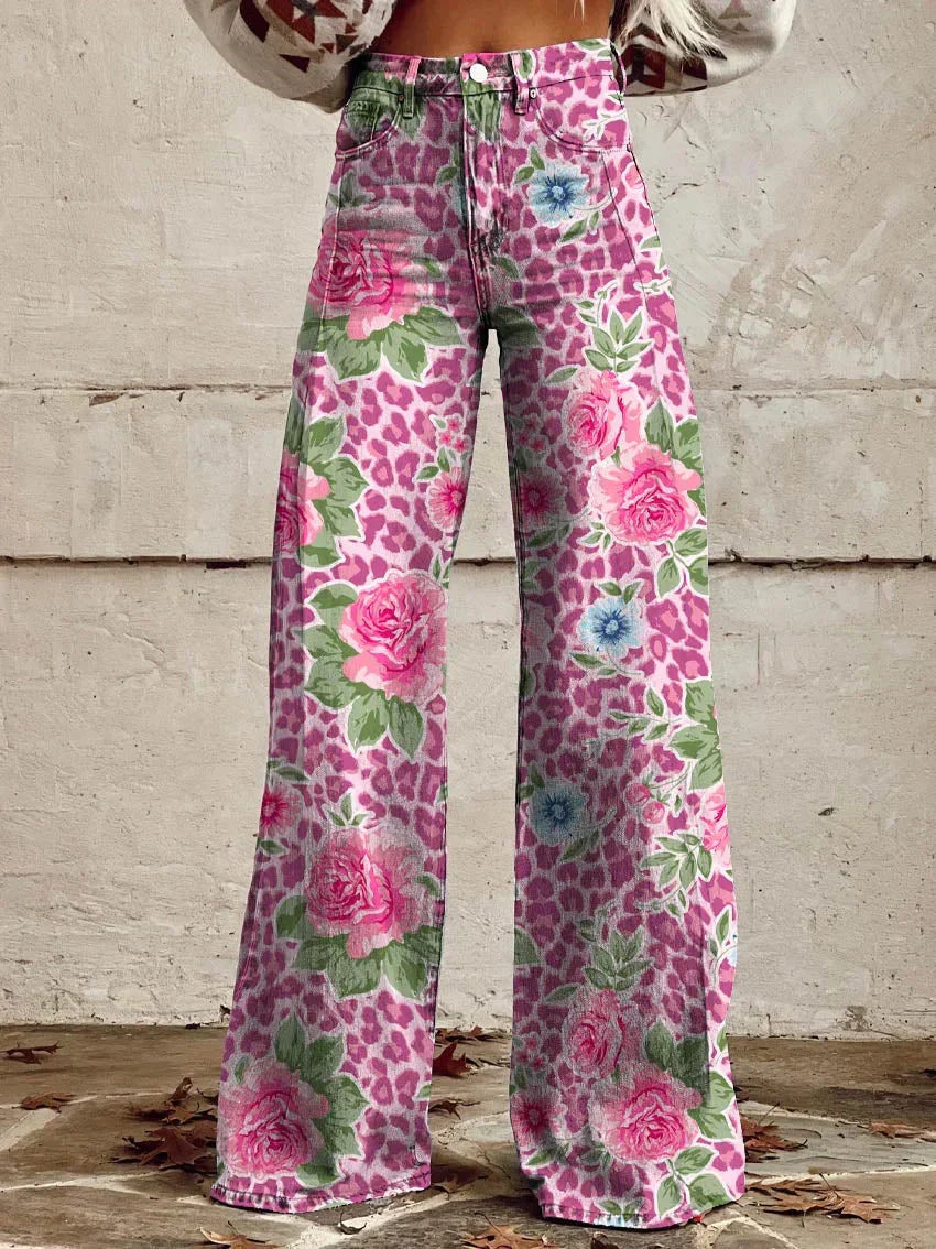 Damen Lässig Hohe Taille Baggy Jeans | Weites Bein