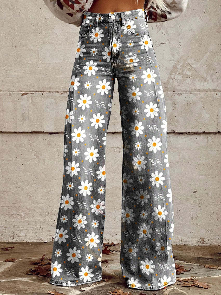 Damen Lässig Hohe Taille Baggy Jeans | Weites Bein