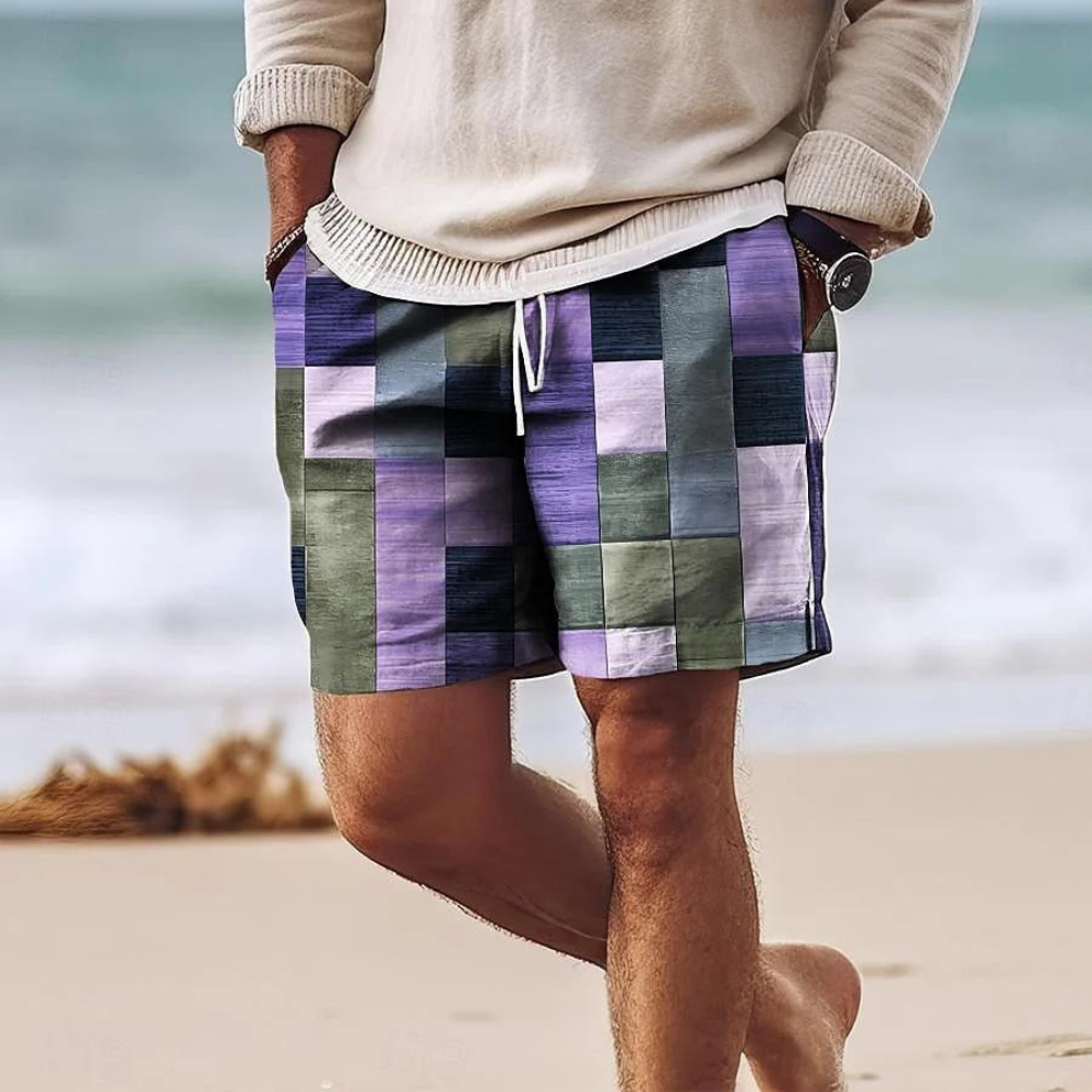 Herren Bunte Geometrisches Muster Sommershorts | mit Kordelzug