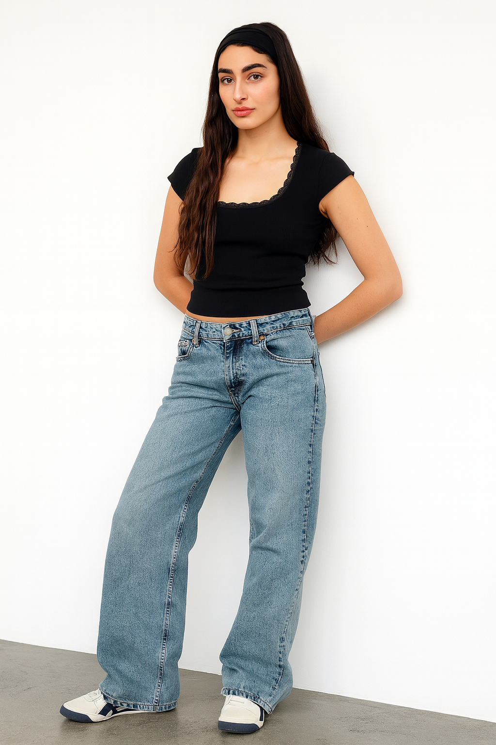 Damen Lässig Niedrigem Bund Baggy-Schnitt Jeans | Lockere Passform