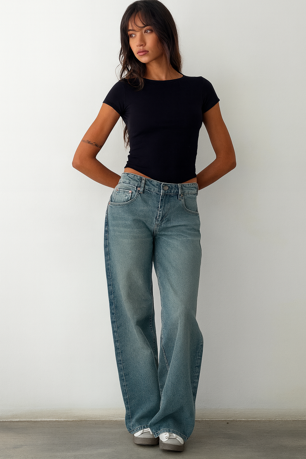 Damen Lässig Niedrigem Bund Baggy-Schnitt Jeans | Lockere Passform