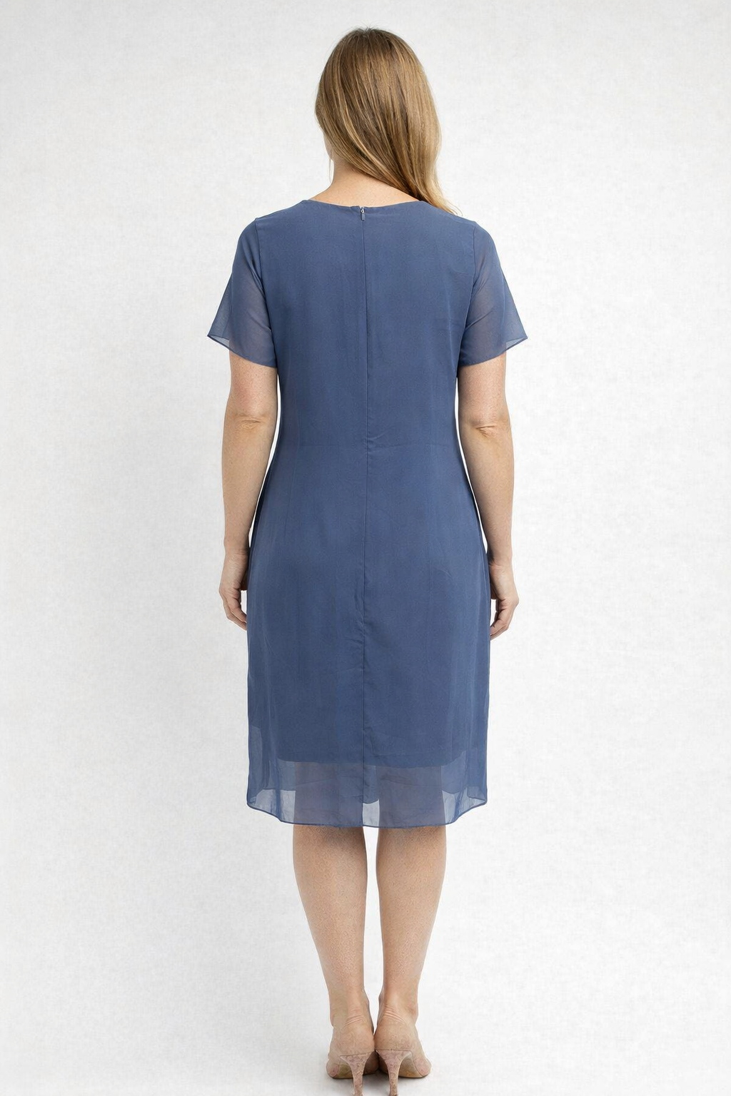 Damen Lagen Cocktailkleid mit Kurzen Ärmeln | Midi