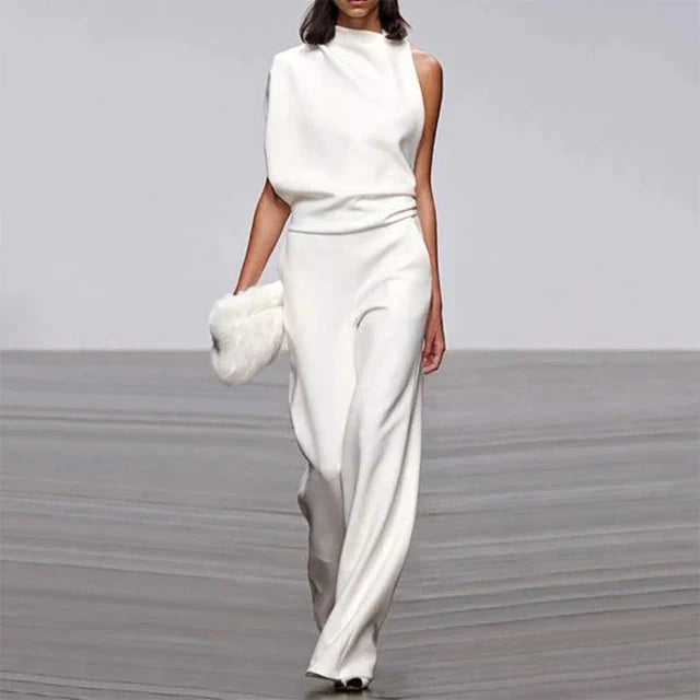 Damen Lässig Ein-Schulter Jumpsuit | Mit Weitem Bein