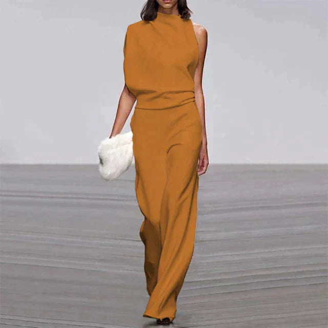 Damen Lässig Ein-Schulter Jumpsuit | Mit Weitem Bein