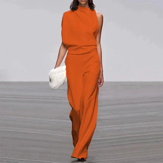 Damen Lässig Ein-Schulter Jumpsuit | Mit Weitem Bein