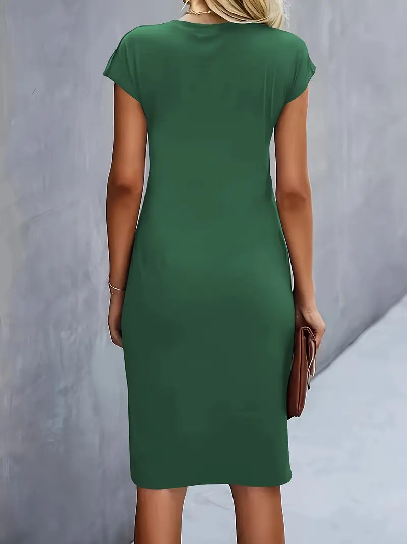 Damen Rundhalsausschnitt Cocktailkleid | Midi