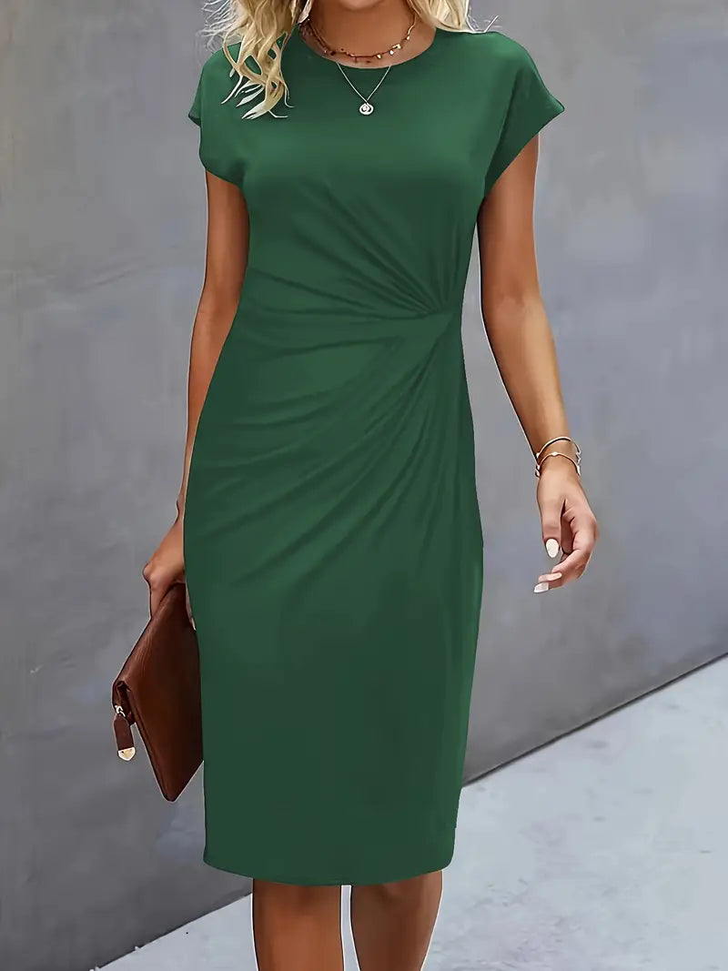 Damen Rundhalsausschnitt Cocktailkleid | Midi