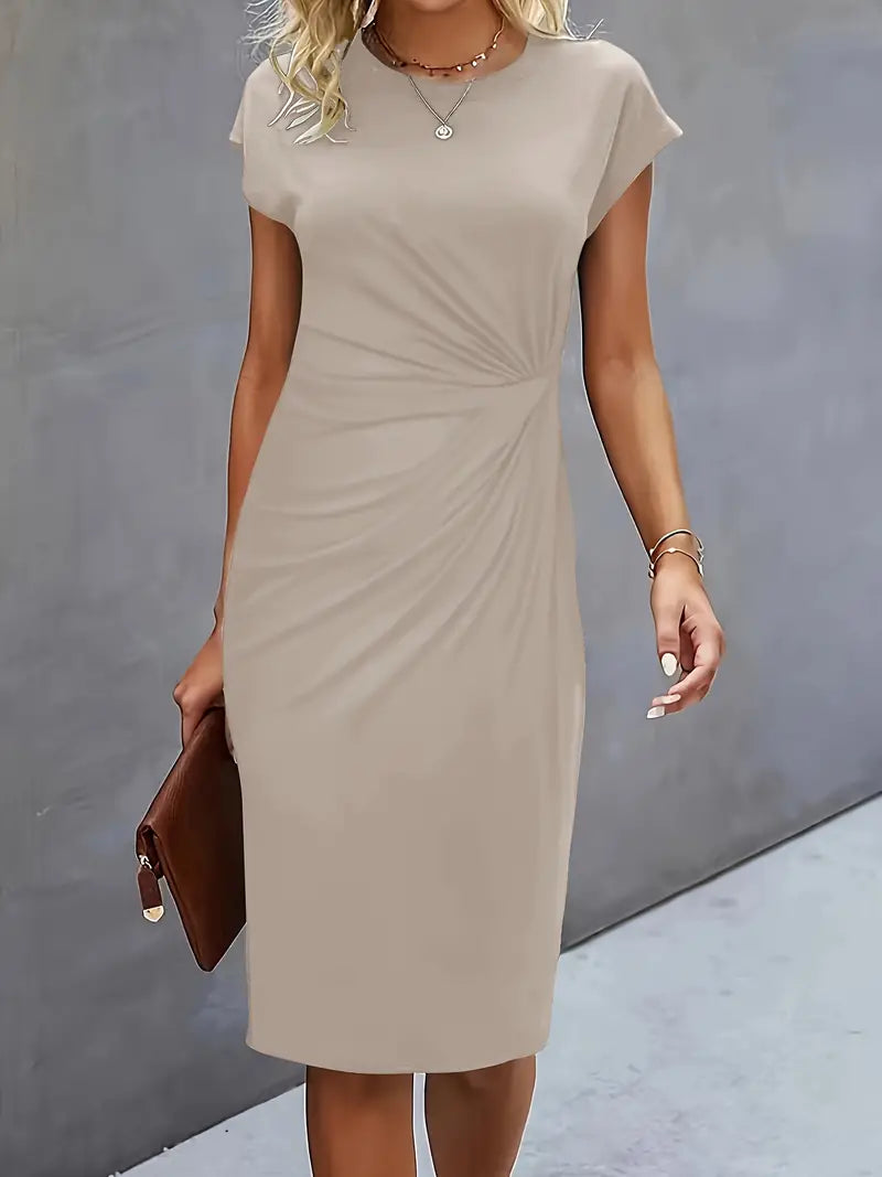 Damen Rundhalsausschnitt Cocktailkleid | Midi