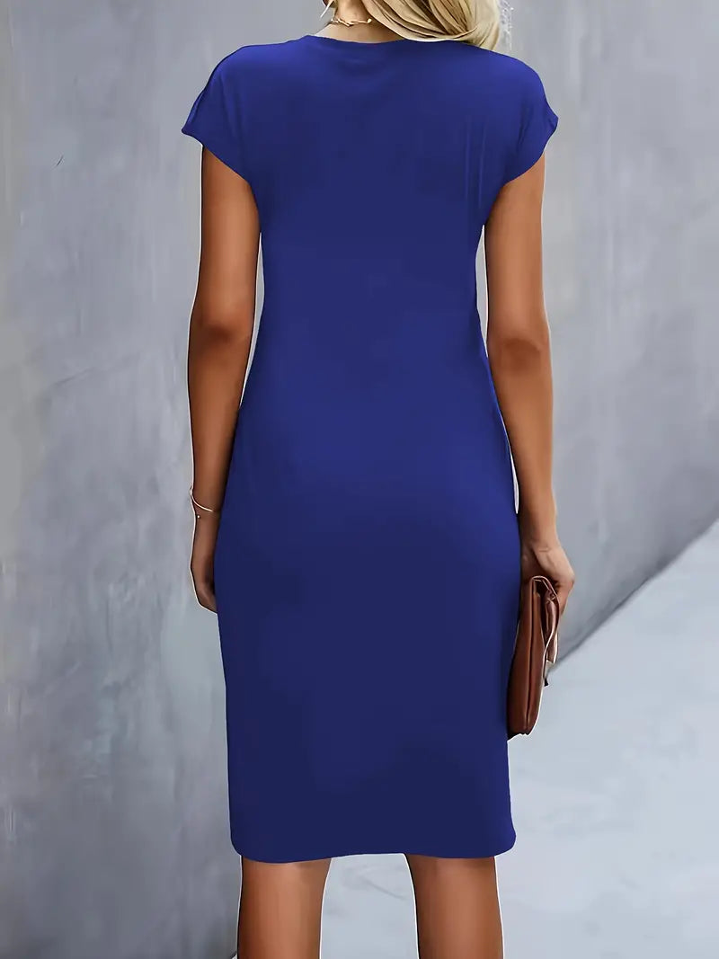 Damen Rundhalsausschnitt Cocktailkleid | Midi
