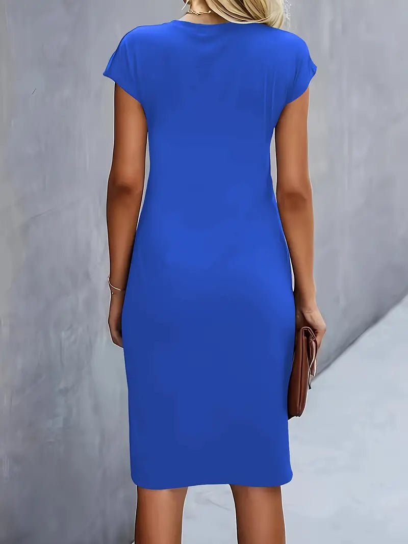 Damen Rundhalsausschnitt Cocktailkleid | Midi