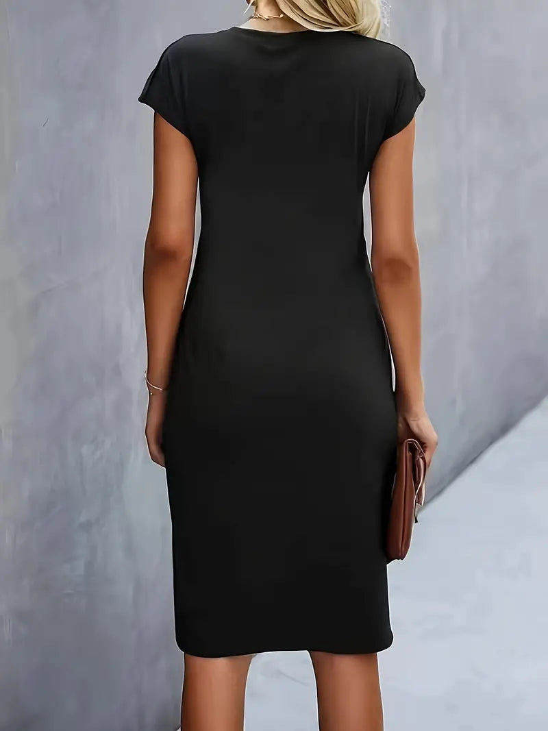 Damen Rundhalsausschnitt Cocktailkleid | Midi