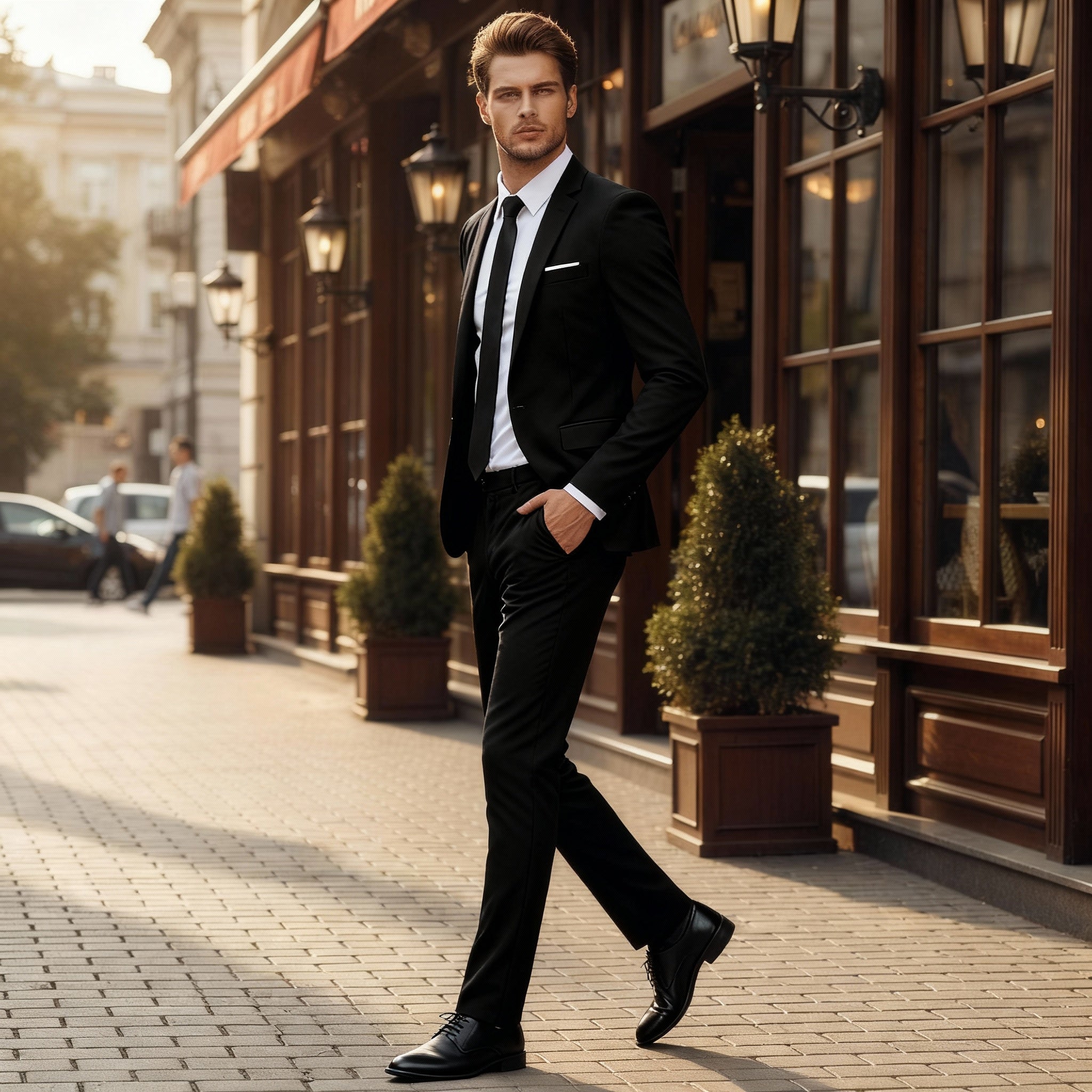 Herren Schmal Geschnitten Business Anzug | Zweiteiler