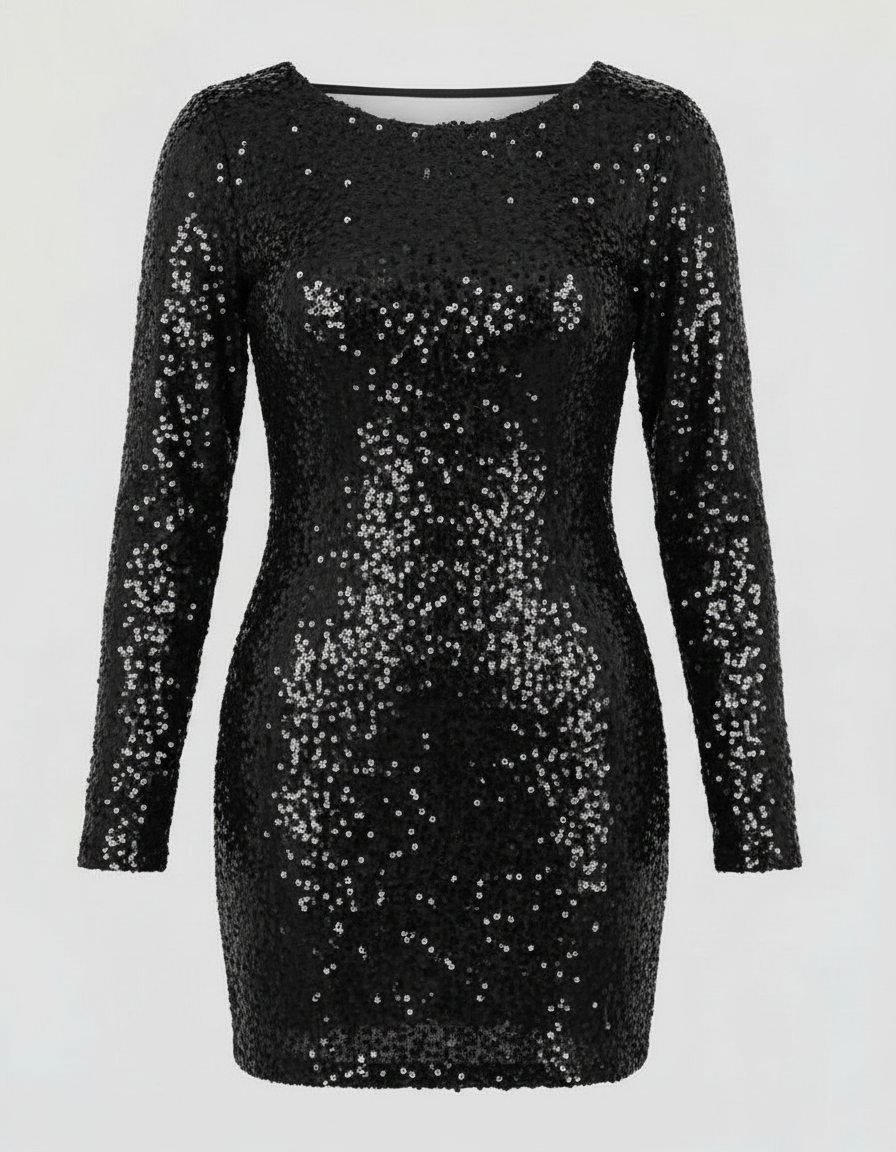 Damen Langarm Festliches Kleid | Mini