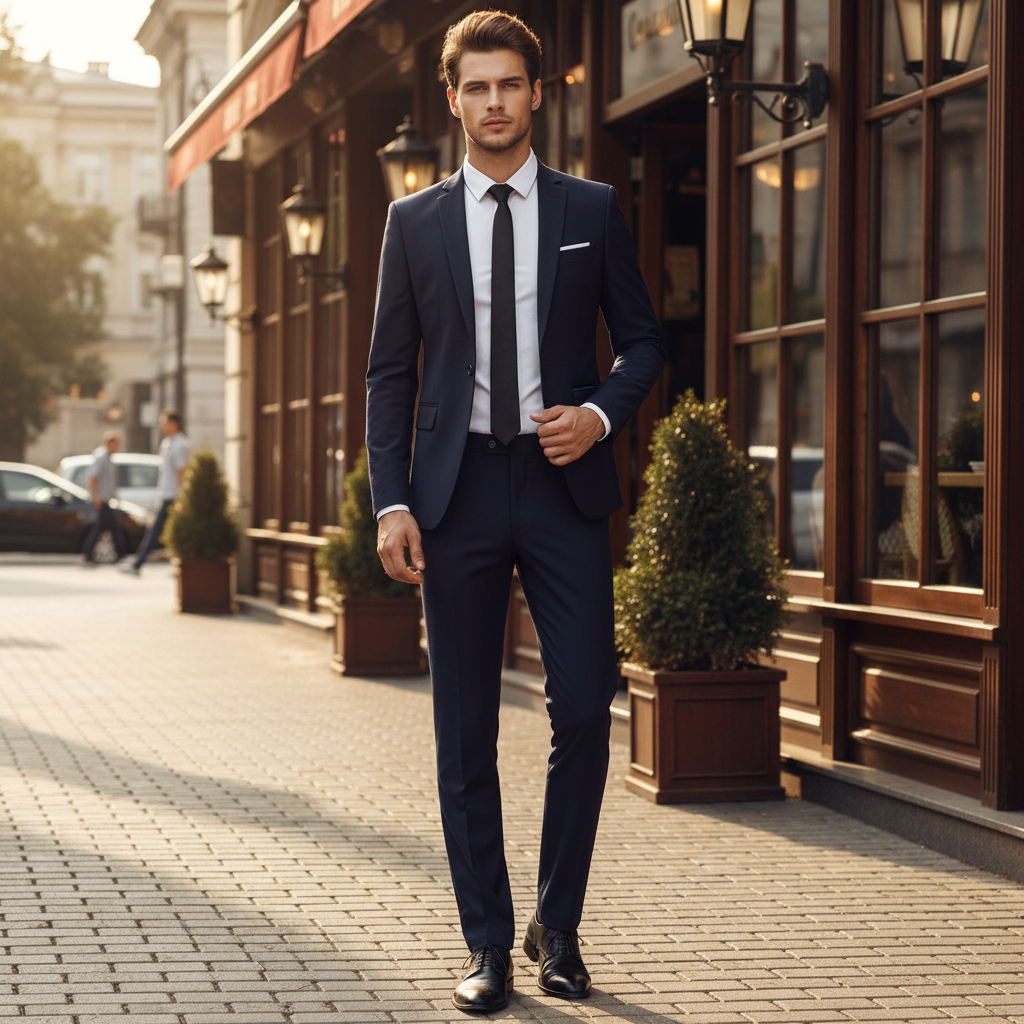Herren Schmal Geschnitten Business Anzug | Zweiteiler
