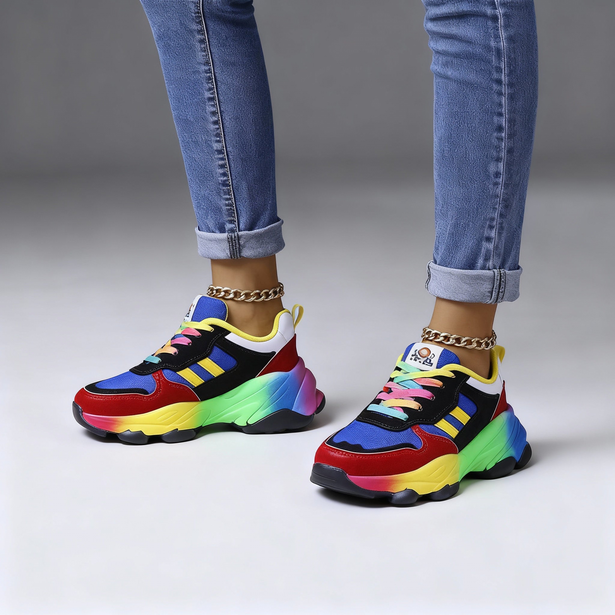 Damen Sportlich Bunte Sneaker | Plateau